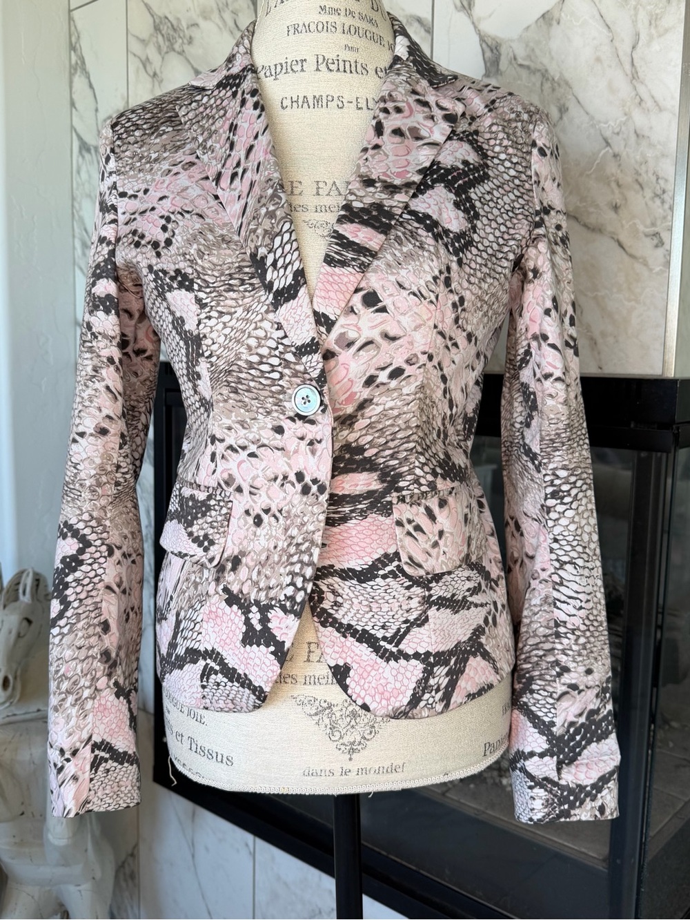 Boston Proper Womens Animal Snake Print Blazer 6